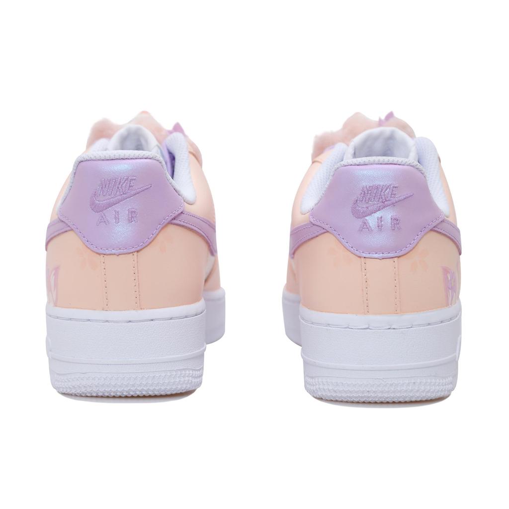 Nike Air Force 1 Little Fox Belle Slip Resistant Abrasion Resistant Low top Skateboard Shoes Women's White Pink DD8959-100(Team69-)