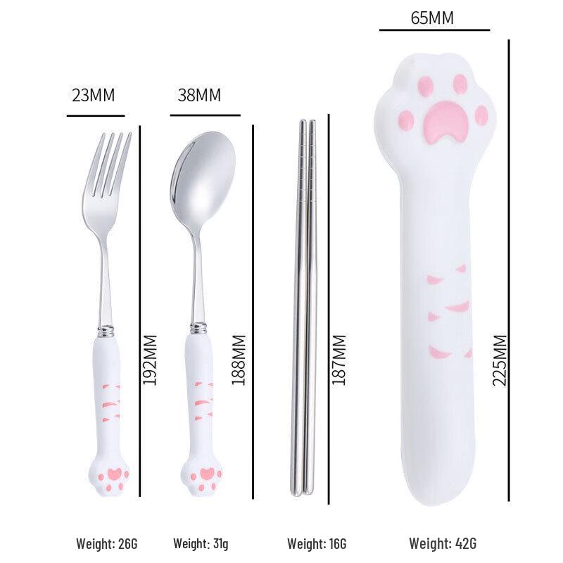 ZISIZ Kids  Cat Paw Portable Cutlery Set