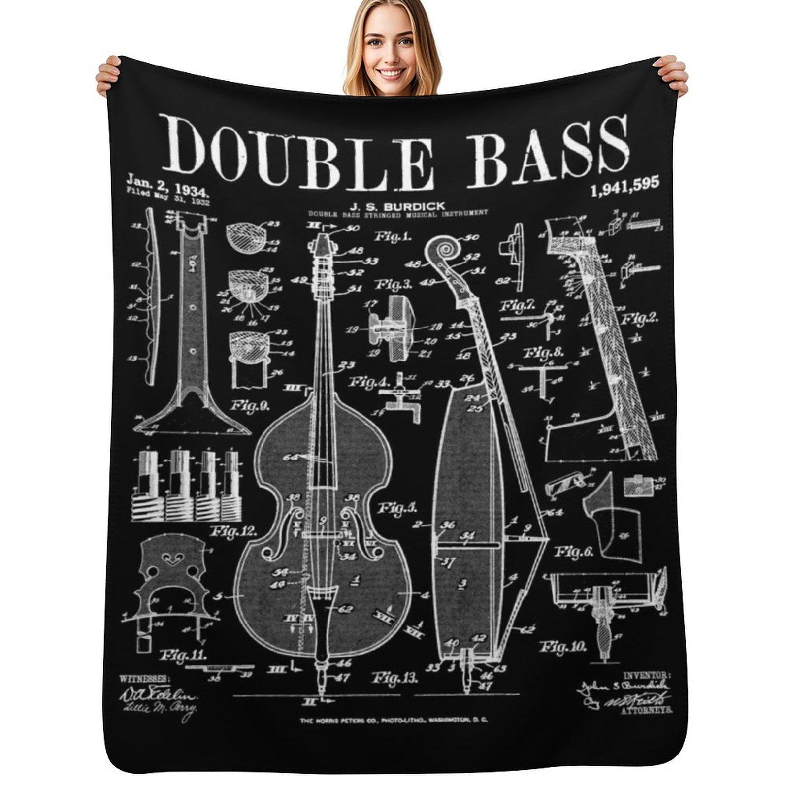 

Double Bass Player Bassist Musical Instrument Vintage Patent Throw Blanket Cozy Sofa Blanket for TV Watching Napping 102x76cm(40x30in)