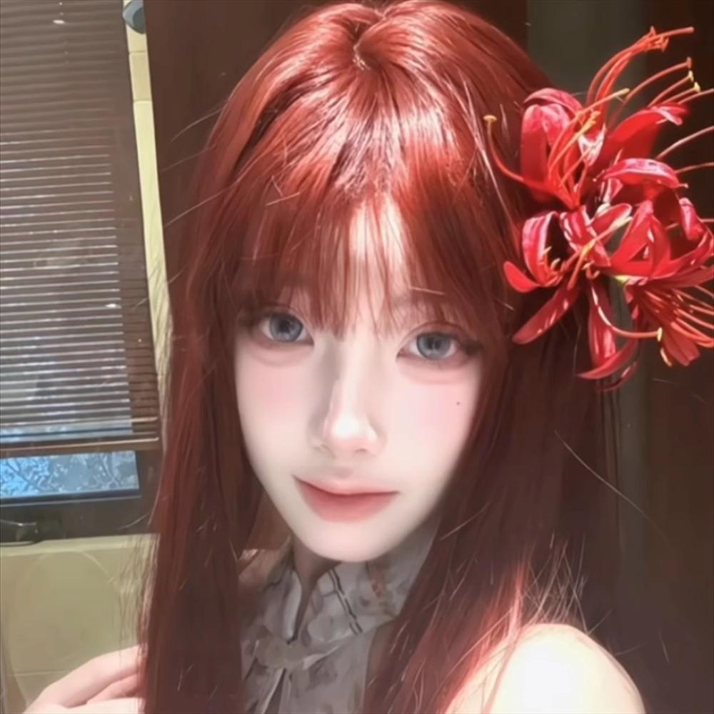 Red Other Side Flower Simulation Flower Hairpin Retro Mori Advanced Hairpin Head Flower Super Fairy Exquisite Side Broken Hair Card