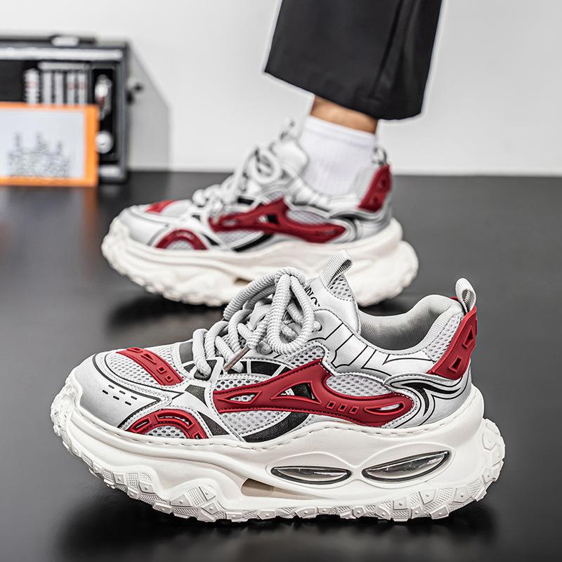 Men's shoes spring and autumn new mesh breathable thick-soled dad shoes men's sports and leisure shoes student running trendy shoes men
