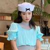 Pălărie de marinar pentru femei, cu fund cu streașină, decor ușoară, lavabilă, de culoare solidă, pentru petrecere, șapcă Cosplay JK Beret Dome Bleumarin