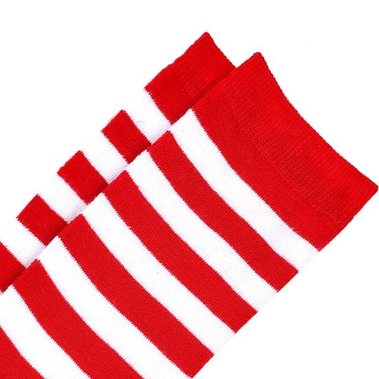 Women Striped Knee-high Socks Colorful Stretchy Knee-length Socks Ribbed Leg Warmers for Costume Party Street Daily Wear