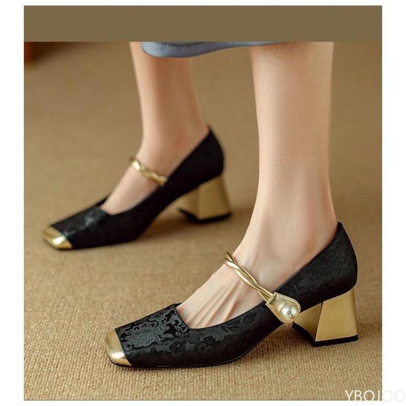 Fashion Spring new light colored medium to single order shoes color blocked square toe versatile casual comfortable women's shoes