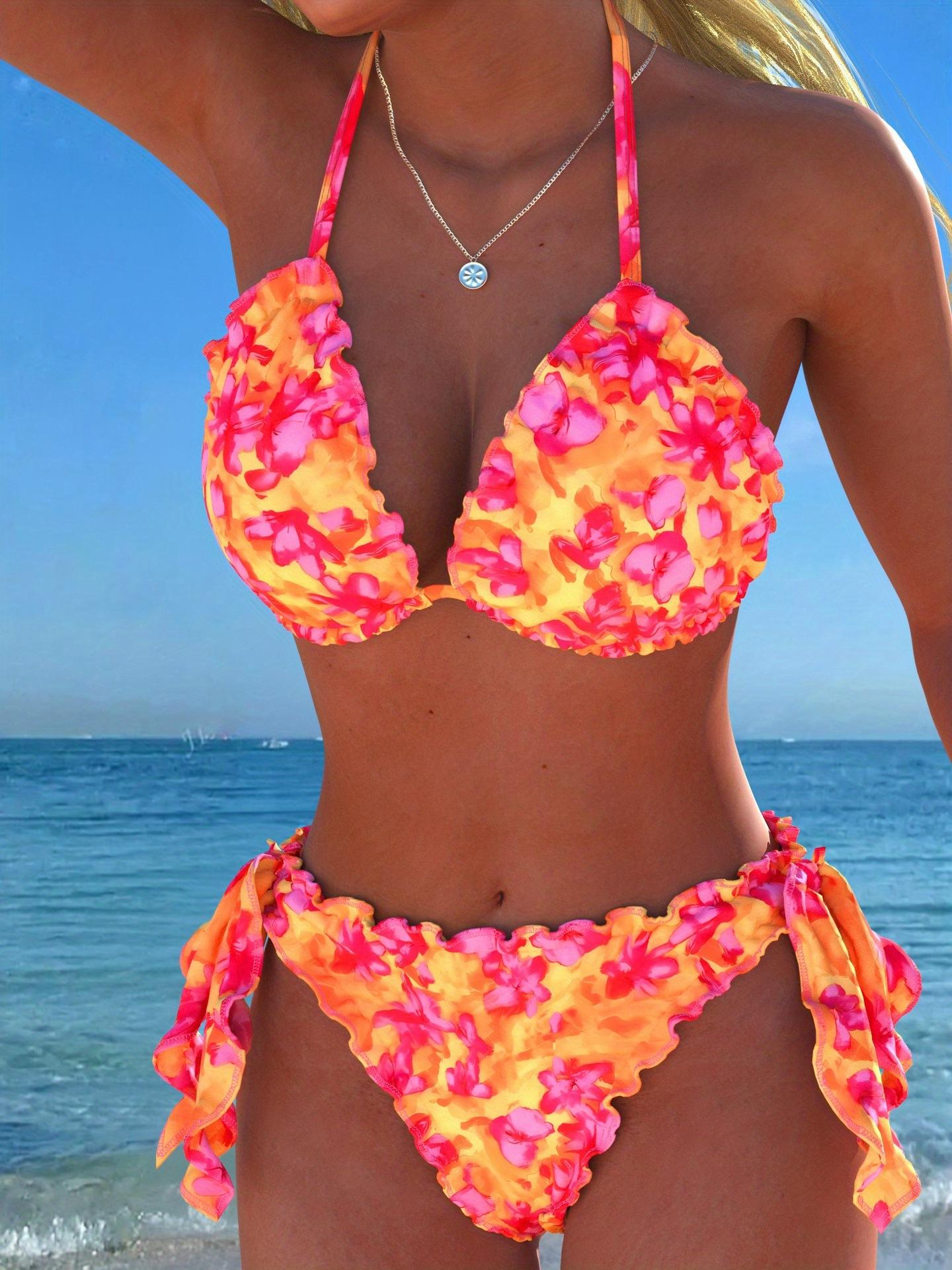 Printed Bikini Women s Split Swimsuit Sexy Suspender Beach Vacation Swimsuit S