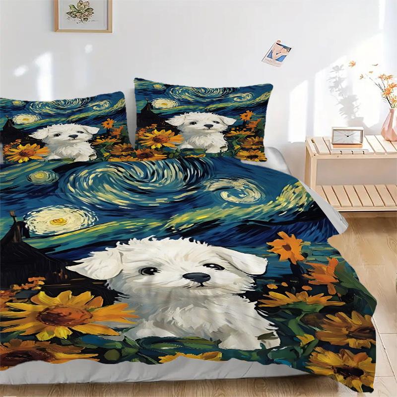 

Набор пододеяльников с подсолнухами для щенков, 3 шт., Мягкий удобный пододеяльник, Гостевая комната (1*Пододеяльник + 2*Наволочки, без сердцевины) yy251104164 135x200cm