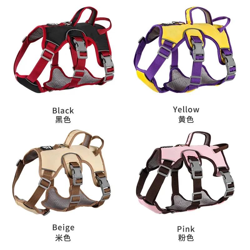 Three Stage Dog Harness Escape Proof Adjustable Pet Vest Harness with Leash Attachment