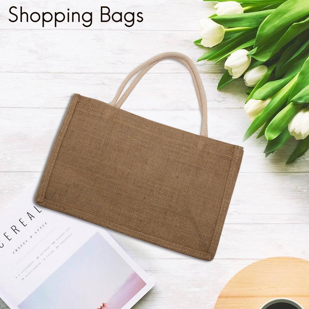 M-Modern-Jute Burlap Tote Large Reusable Grocery Bags With Handles Women Shopping Bag DIY Eco-Friendly Shopping Bag