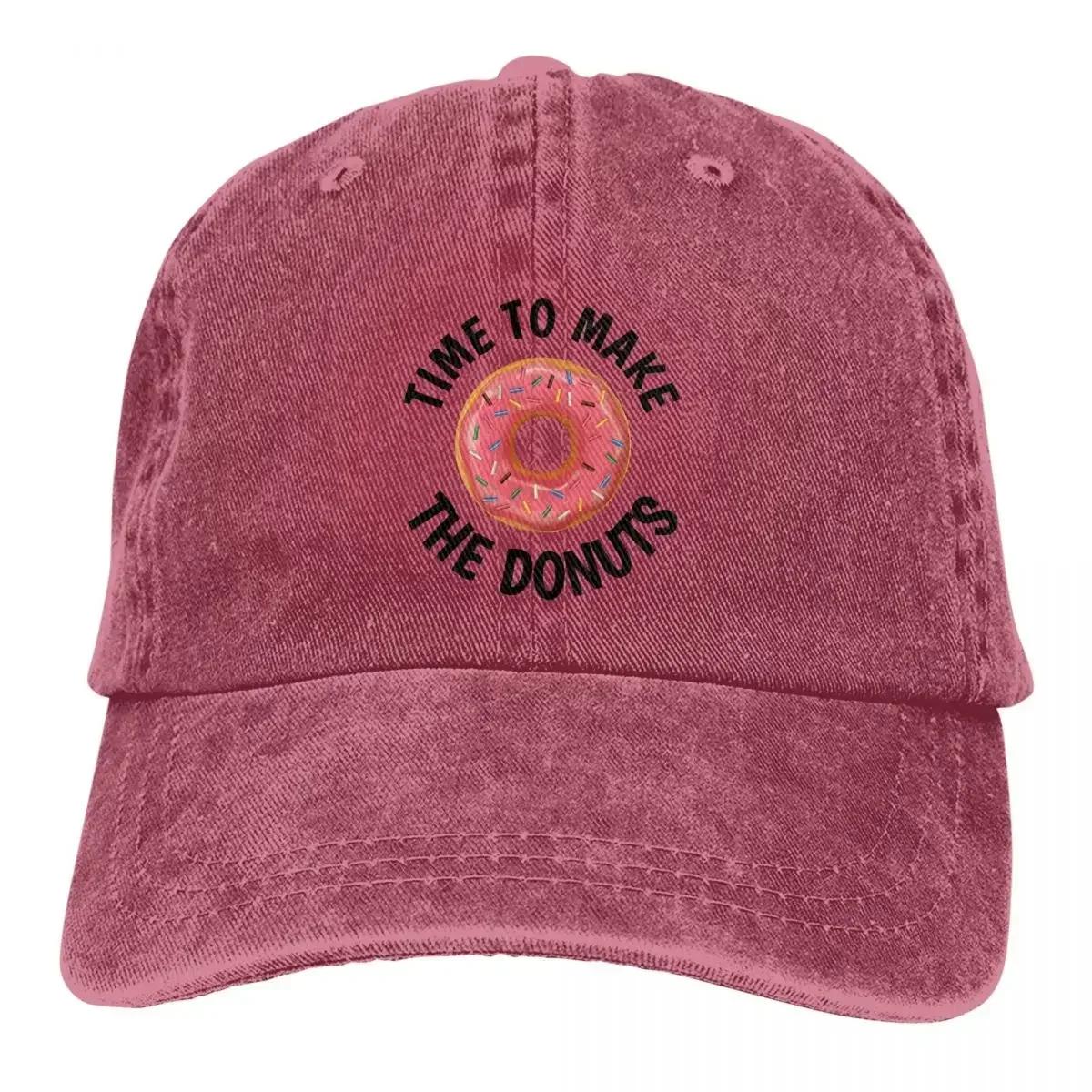 

Doughnut Multicolor Hat Peaked WoUnisexs Cap Time To Make The Donuts Personalized Visor Protection Hats One Size