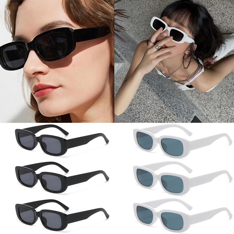 1/2pcs Rectangle Sunglasses Women Men Candy Color Y2K Fashion Vintage UV400 Sun Glasses