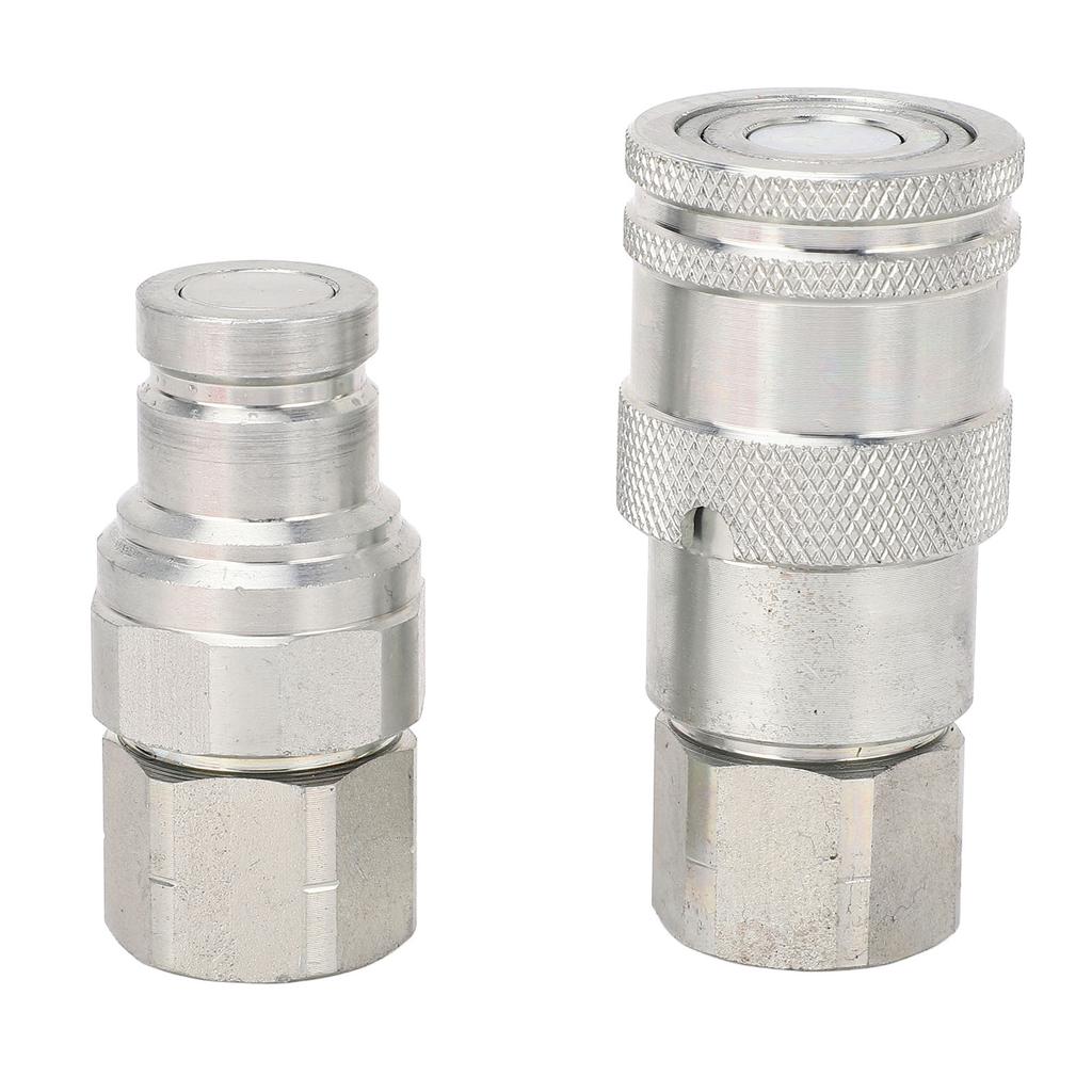 2Pcs Hydraulic Quick Couplers Flat Face 38in NPT Quick Connect Fittings Couplings with Covers for