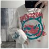 2024 Men's Long-Sleeved T-shirt Autumn Undershirt Long Sleeve Cotton Autumn Hong Kong Style Printing Loose Trendy Top