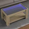 VidaXL Coffee Table with LED Sonoma Oak 93x53x45 Cm Engineered Wood, Side Table, Living Room Table, Side Table, 847555