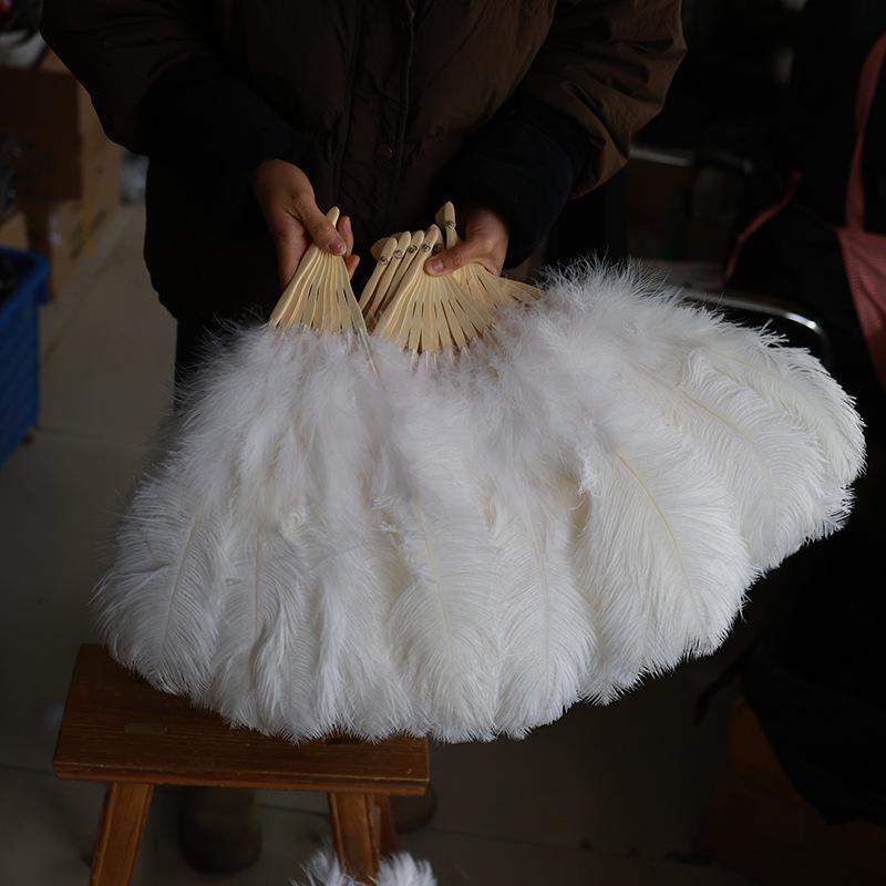 Ventaglio di Piume di Struzzo per Palco e Sfilate di Moda - Grande Oggetto di Scena Pieghevole