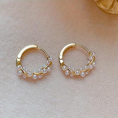 1Pair Luxury Earrings, Elegant Imitation Pearl Decoration, Timeless Female Design Earrings, Mother's Day Gift