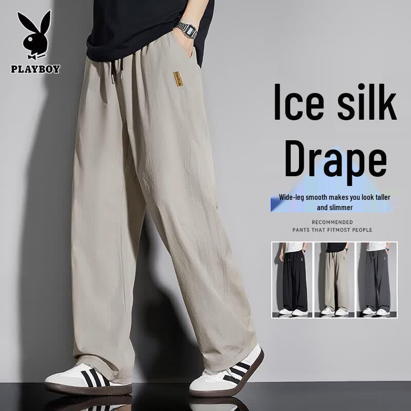 Playboy Men s Ice Silk Straight Casual Pants 4XL