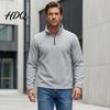 Breathable Polyester Sportswear Men Quarter-Zip Sweatshirt Long Sleeve Mock Neck Pullover Top Solid Soft Lounge Tops Color Casual Sweatshirt