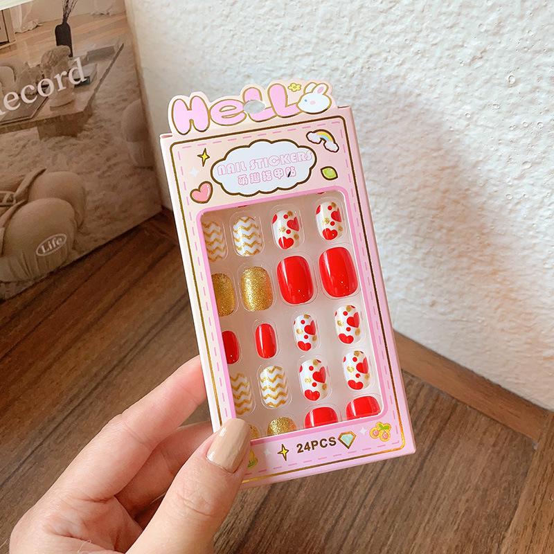 Cute Press-On Nail Stickers for Medium and Large Children - Self-Adhesive and Removable