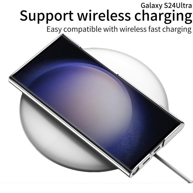 Transparent Electroplated Phantom Case Galaxy S24 Ultra With Precision Cutouts Kickstand Support