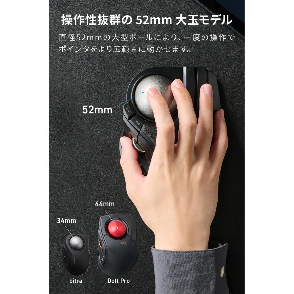 Mouse Trackball Recarregável Bluetooth Elecom Huge Plus Suporte de Rolamento Silencioso 3