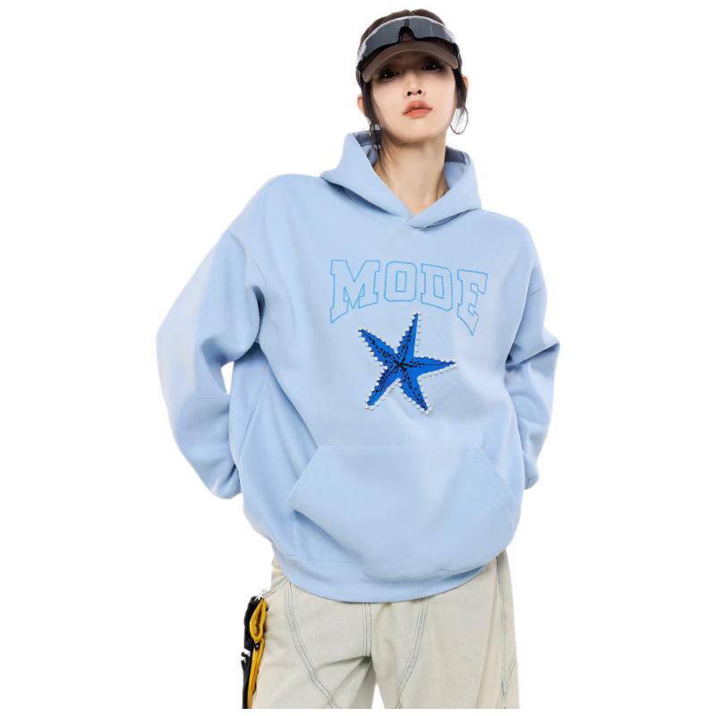 ICH MODE Retro Pearl Starfish Hooded Sweatshirt M