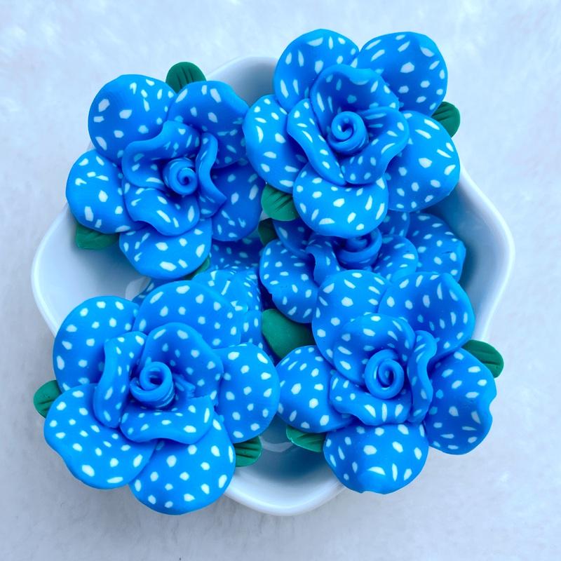 

5Pcs New Cute 31mm Soft Clay Roses Flat Back Resin Cabochons Scrapbooking DIY Jewelry Craft Decoration Accessories