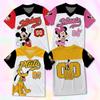 Kids Cartoon Donald Daisy Goofy Print V‑Neck Football Jersey T‑Shirt Girl Short Sleeve Sport Top Casual Loose Children Sportwear