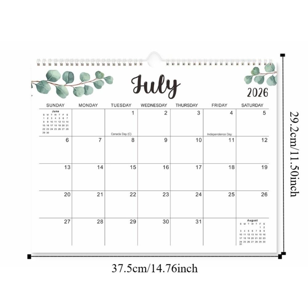 18 Months INS Coil Calendar Square English Calendar Leaf Pattern Calendar  Work Planning