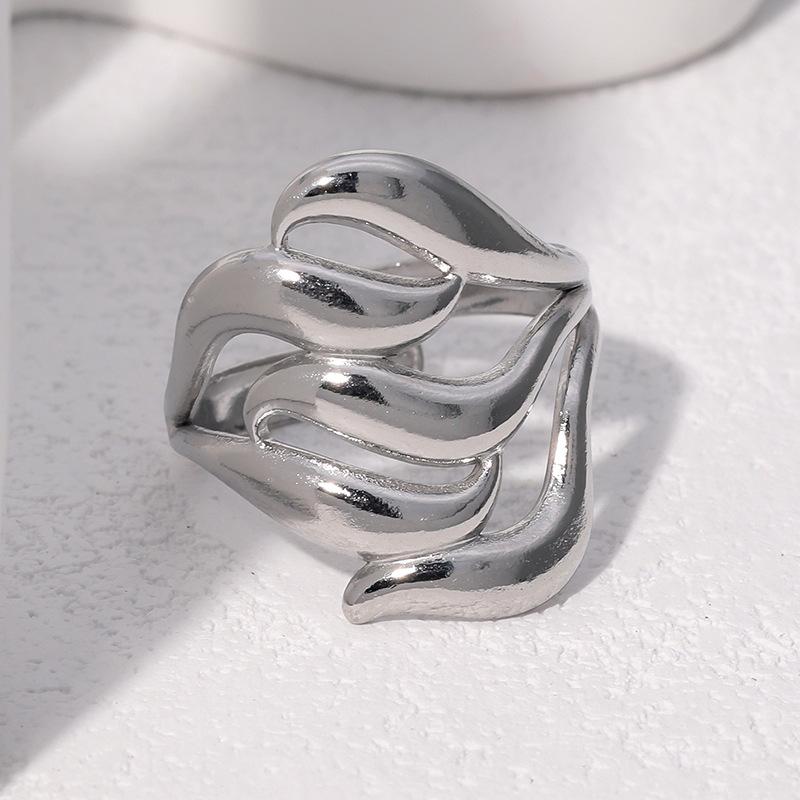 Fashionable Minimalist Geometric Cross Ring Woman And Men Stainless Steel Opening Adjustable Zircon Stackable Rings Accessories resizable