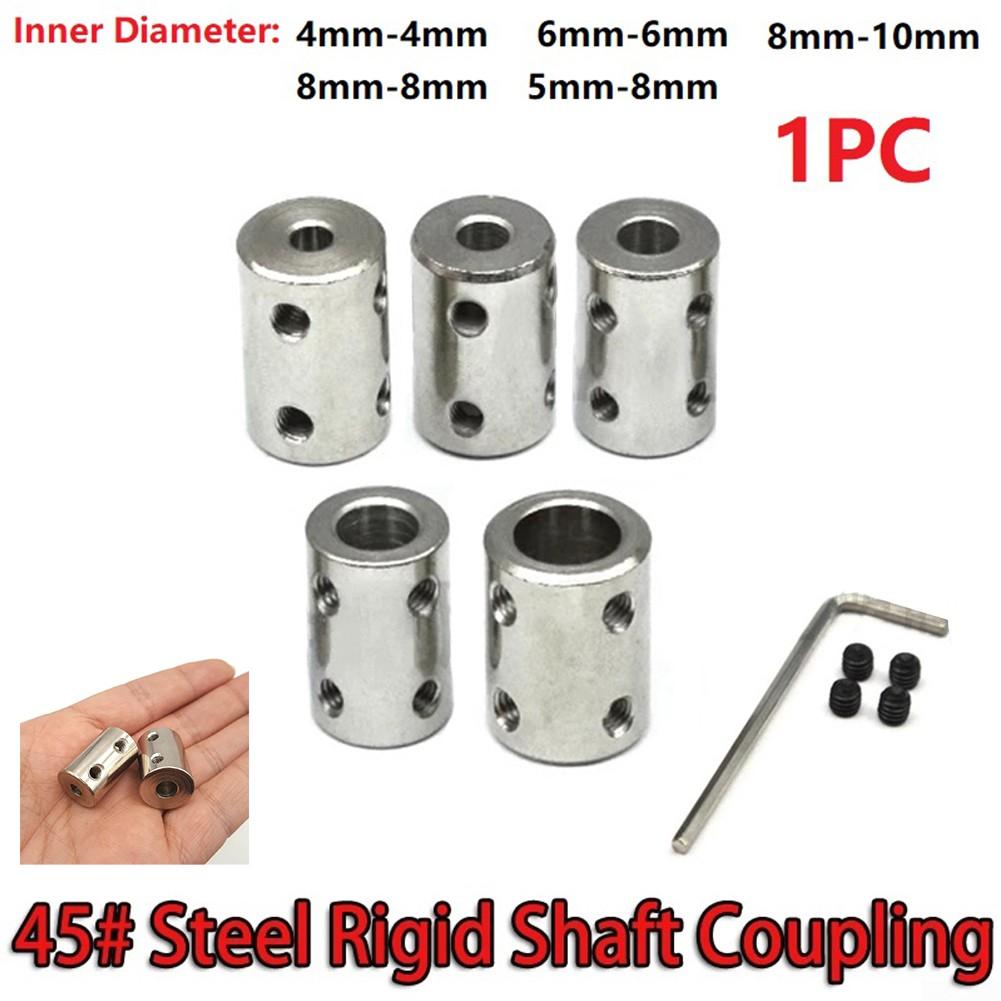 45 Steel Motor Coupling Connector Sleeve 8mm 10mm with 4mm Screw Hole Diameter