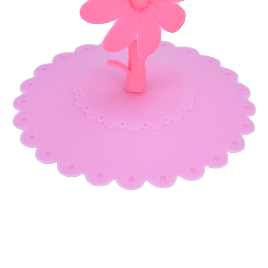 Silicone Lid Dustproof Hot and Cold Beverage Cup Cover with Flower Shape Handle for Kitchen Home
