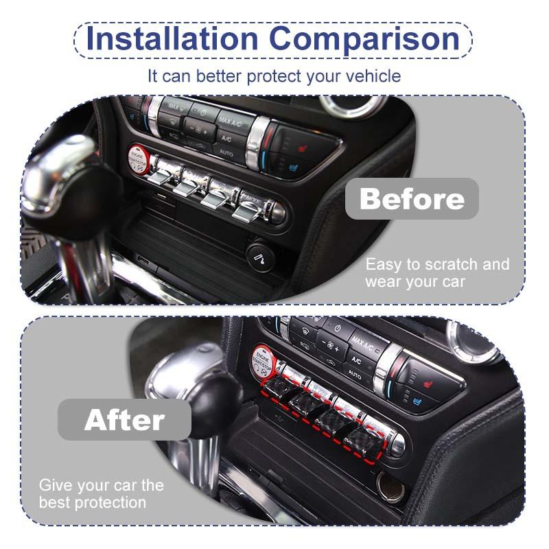 Botão de navegação de controle central de carro/botão de partida adesivos decorativos de capa adequados para Ford Mustang 2015 Up ABS acessórios interiores