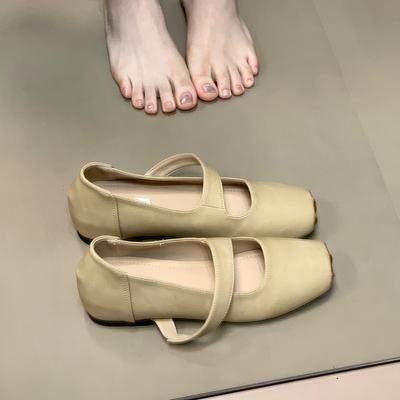 Neue Damen Square Toe Damen Ballerinas Schuhe Flach Elastisches Band Herbst Damen Komfort Weiche Sohle Ballerinas