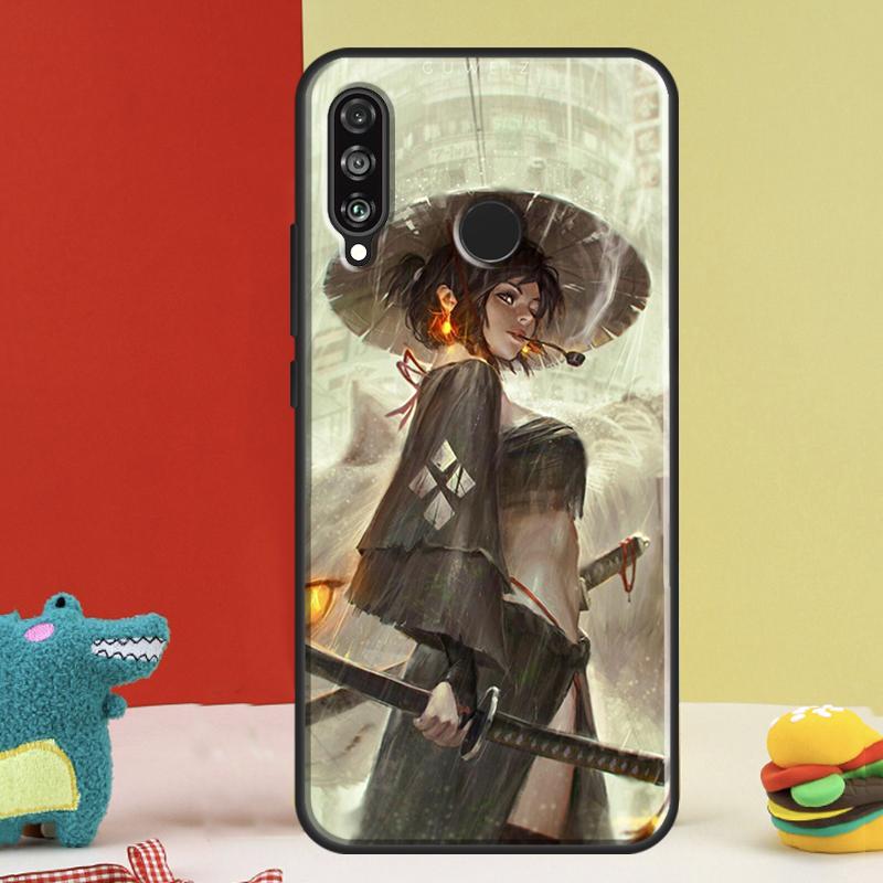 Anime Girl Samurai For Huawei Nova 5T 9 10 SE 12i 12s 11i Y91 Y90 Y60 Y70 Y72 Y61 P60 P30 Pro P20 P40 Lite Case