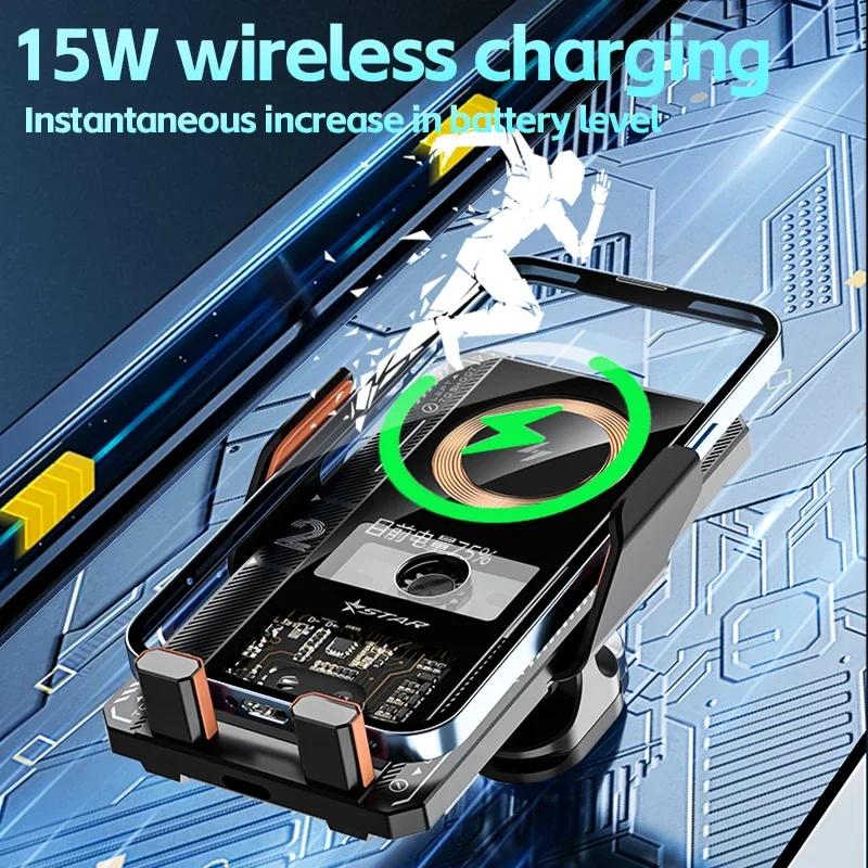 VIKEFON Car Wireless Charger Auto Car Phone Holder Infrared Induction Fast Charging Station for iPhone 15 14 13 Samsung Xiaomi
