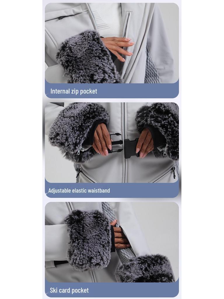 Women's Slim-Fit Double Board Windproof Ski Suit - Waterproof, Thickened, Warm, for Extreme Cold