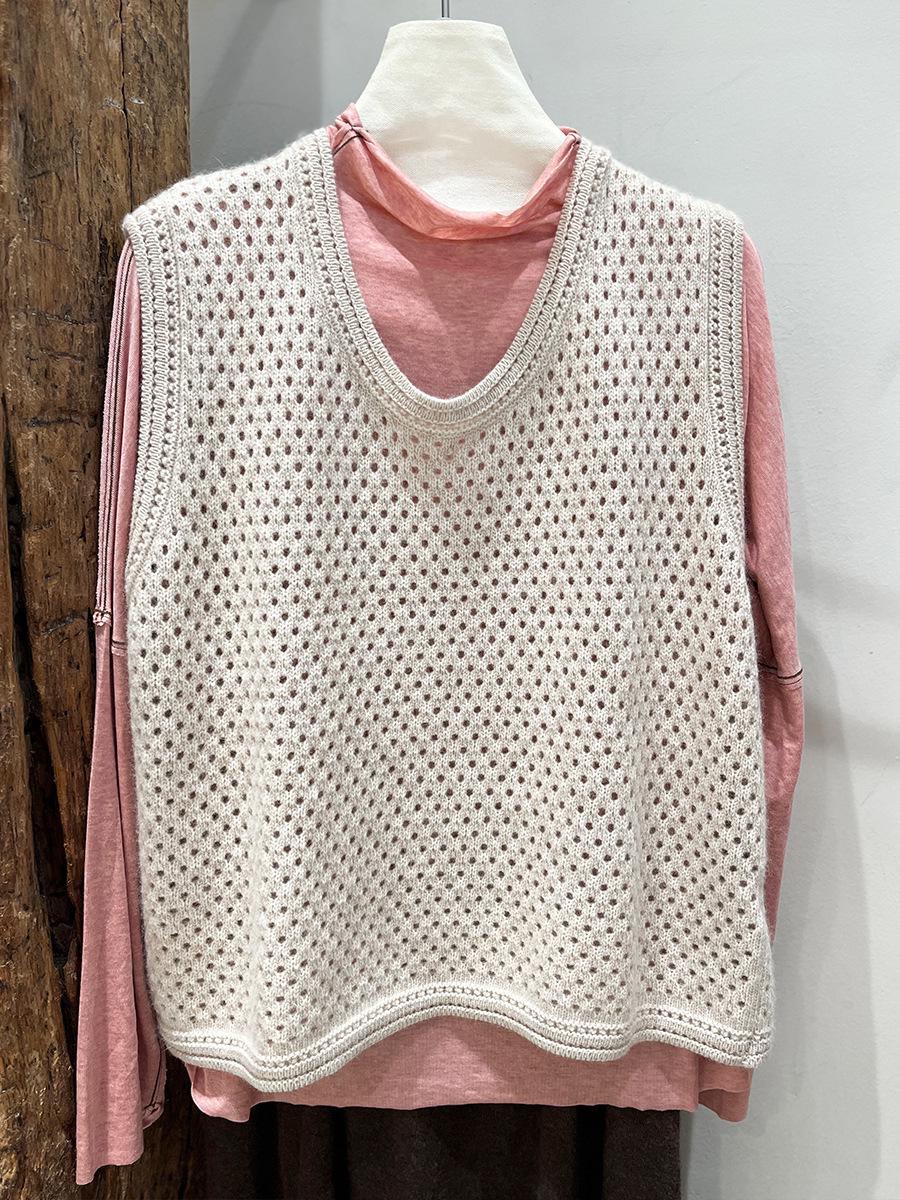 

PLUS Suyu Knit Vest: Women s Autumn/Winter Fashionable Round Neck, Versatile Hollowed-Out Sweater for Layering One Size (45-68 kg)