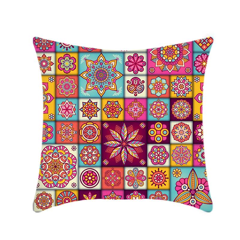

Spliced Colorful Mandala Traditional Ethnic Pattern Car Throw Pillows, Sofa Bay Window Pillow Covers and Cushions Single-sided 45x45cm (excluding core)