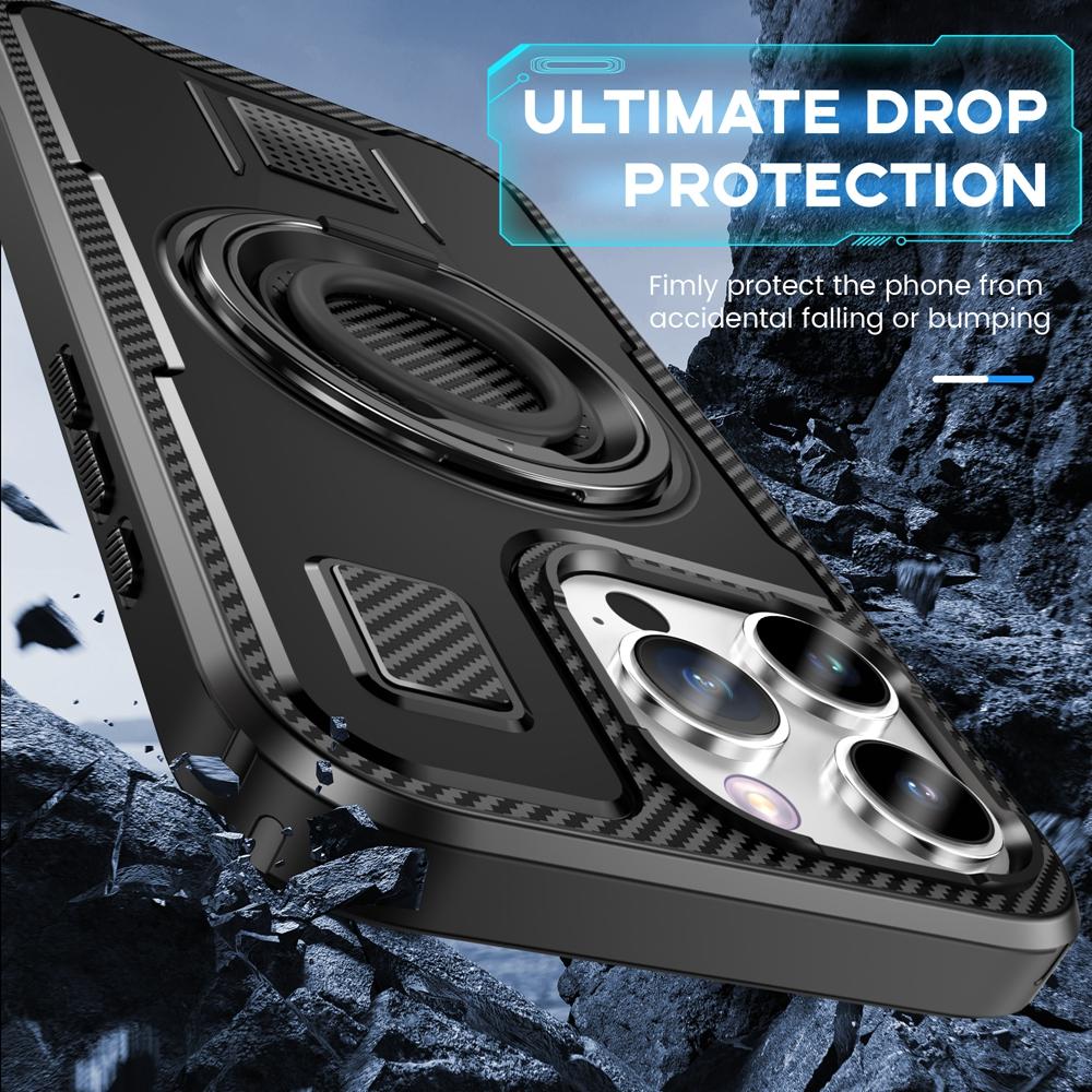 Pouzdro pro Apple iPhone 16 15 14 Plus 13 12 Pro Max s otočným kroužkem na prst a stojánkem, plastové TPU, nárazuvzdorné zadní kryty 2 v 1