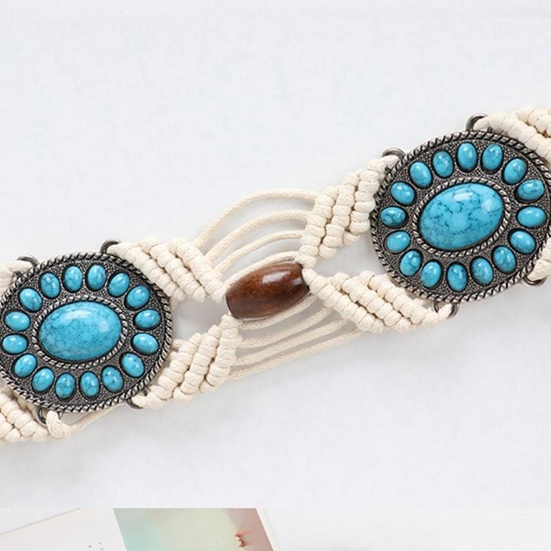 DIY Bohemian Wooden Bead Waist Rope Braided Tassels Belt Ethnic Style Belts