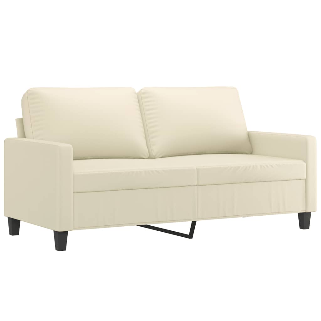 2 Seater Sofa Cream 140 cm Faux Leather