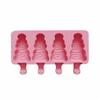 Non Stick Christmas Tree Ice Pop Mold 4-Cavity Ice Cube Tray Silicone Ice Cream Mold  Baking Tools