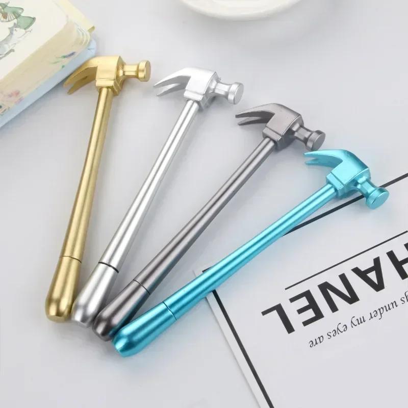 4PCS Creative Plastic Gel Pen Imitation Metal Hammer Black Ink Stationary Student School Office Writing Supplies Random Color
