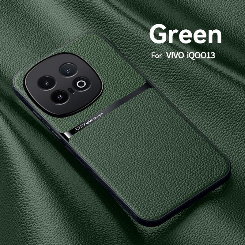 High Grade Luxury Magnetic Car Holder Leather Case For VIVO IQOO13 Vivo iQOO 13 Silicone Protective Back Cover