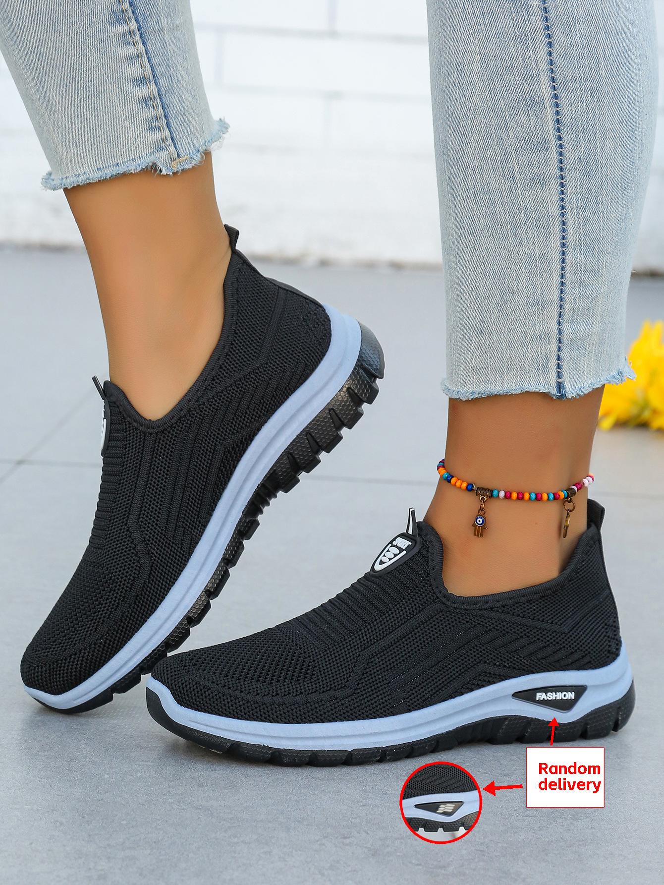 

Spring and Autumn Ladies Single Shoes Breathable Leisure Sports One Pedal Shoes 36 чорний