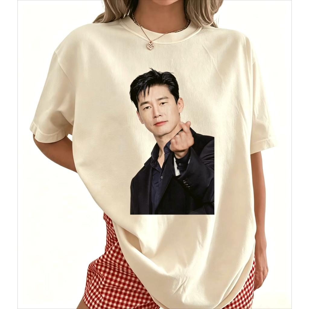 2026 Hot Sale Kim Moo Yeol K-drama Fans Gift T-shirt Korean Actor Aesthetic Finger Heart Print Cotton Casual T-shirt