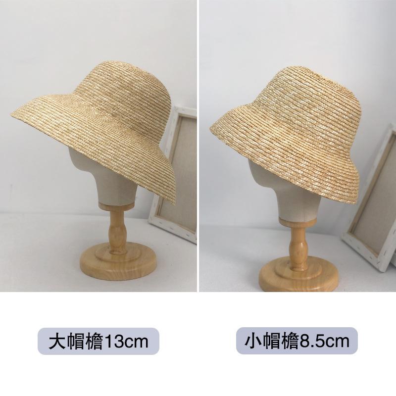 Big Brim Straw Straw Hat Women's Summer French Retro Hepburn Style Dome Big Head Circumference Seaside Beach Sun Hat
