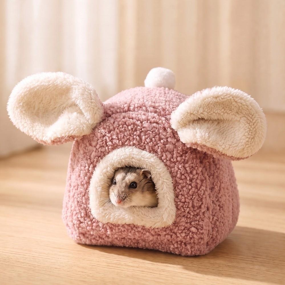 Guinea Pig Cage Winter Hamster Bed Ear-shaped Hamster Shelter Small Pet Hideout for Small Animals