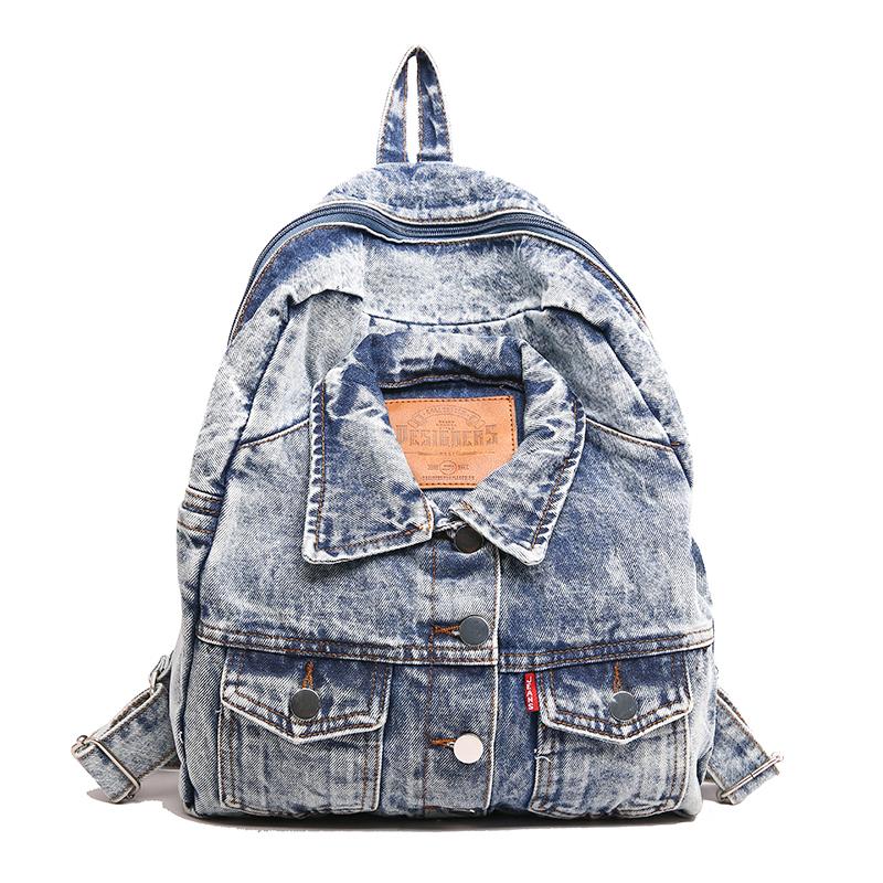 Washed denim large capacity backpack fashionable retro style autumn and winter large capacity denim backpack commuter bag
