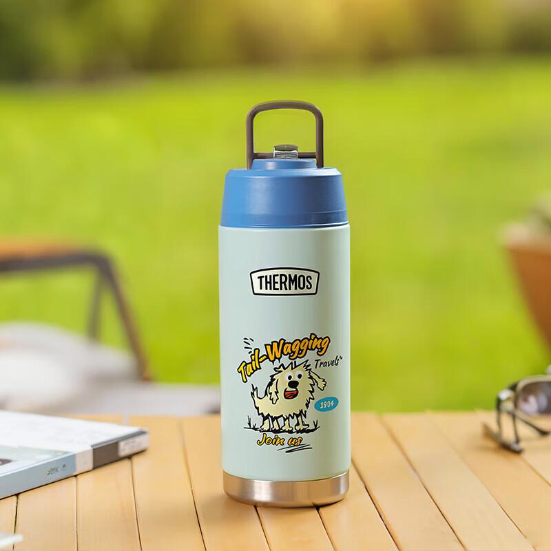 THERMOS Ретро Стальной Термостакан с Крышкой и Трубочкой